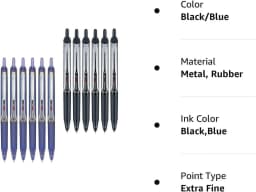 Pilot Precise V5 RT Retractable Rolling Ball Pens, Extra Fine Point (12-Pack, Black/Blue) - Thumbnail 3