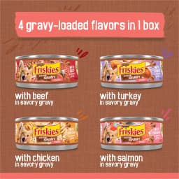 Purina Friskies Extra Gravy Beef, Chicken, Turkey, & Salmon Chunky Wet Cat Food Variety Pack, 5.5 oz Cans (24 Pack) - Thumbnail 4