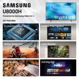 Samsung 43” Class U8000H Series Crystal UHD 4K UHD Samsung Vision AI Companion Smart Tizen TV 2026 - UN43U8000HFXZA - Thumbnail 2