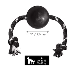 KONG® Extreme Ball with Rope Durable Dog Toy, Large, for Dogs Between 30-65 lbs - Thumbnail 3