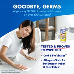 Lysol Disinfecting Wipes, All Purpose Cleaner, Multi Surface Antibacterial Cleaning Wipes, Cleaning Supplies, Lemon + Mango & Hibiscus + Crisp Linen - Thumbnail 2