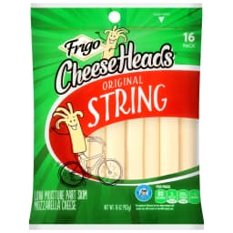 Frigo Cheese Heads Original Mozzarella String Cheese Snacks, 16 oz, 16 Count - Thumbnail 1