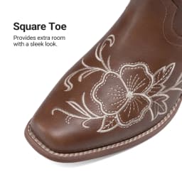 DREAM PAIRS Women's Mid-Calf Cowboy Boots Classic Embroidered Western Boots with Square Toe Comfortable Chunky Heel Vegan Leather Boots - Thumbnail 6