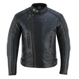 Men's Motorbike Leather Jacket Distress Zip Up Motorcycle Protection Jackets All Black-5XL - Thumbnail 7