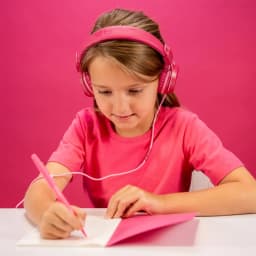 JLab JBuddies Studio On-Ear Wired Kids Headphones 2-in-1 Bundles, 3.5mm Plus USB-C Adapter, Volume Safe, Folding, Dark Pink - Thumbnail 6