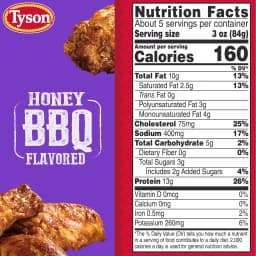 Tyson Any'tizers Honey BBQ Flavored Bone In Chicken Wings, 22 oz (Frozen, Fully Cooked) - Thumbnail 8