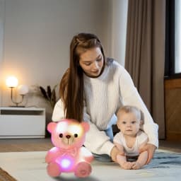 Valentines Day Teddy Bear Stuffed Animals, LED Teddy Bear Plush Doll for Kids Toddler Adult, Birthday Christmas Day Gift for Boys Girls, 8 inch, Pink - Thumbnail 6