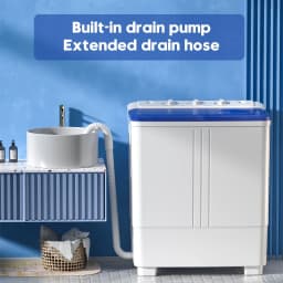 Auertech Portable Washing Machine, 20lbs Twin Tub Washer with Drain Pump Mini Compact Semi-Automatic Washer Spinner - Thumbnail 4