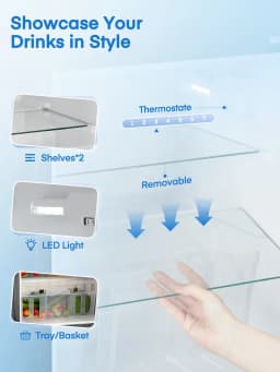Double Doors Mini Fridge with Top Freezer, Small Fridge with Temperature Control and Ice Tray, 3.1 Cu.ft - Thumbnail 6