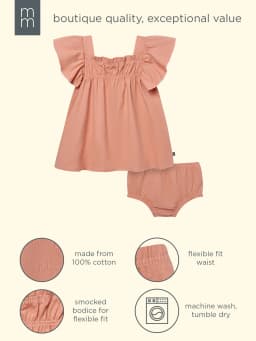 Modern Moments by Gerber Baby Girl Smocked Flutter Sleeve Dress and Diaper Cover, 2-Piece, Sizes 0/3 Months - 24 Months - Thumbnail 13
