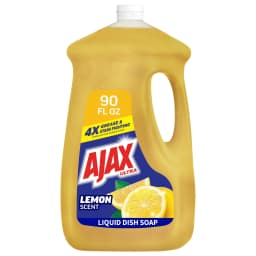 Ajax Ultra Liquid Dish Soap, Super Degreaser, Mess-Free, Easy-Flip Cap, Lemon Scent, 90 fl oz - Thumbnail 1