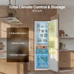 Ca'Lefort 22 Inch Panel Ready Refrigerator,Built-In All-Refrigerator with Adjustable Shelves & Crisper Drawers for Kitchen & Home Bar (Panel Not - Thumbnail 6