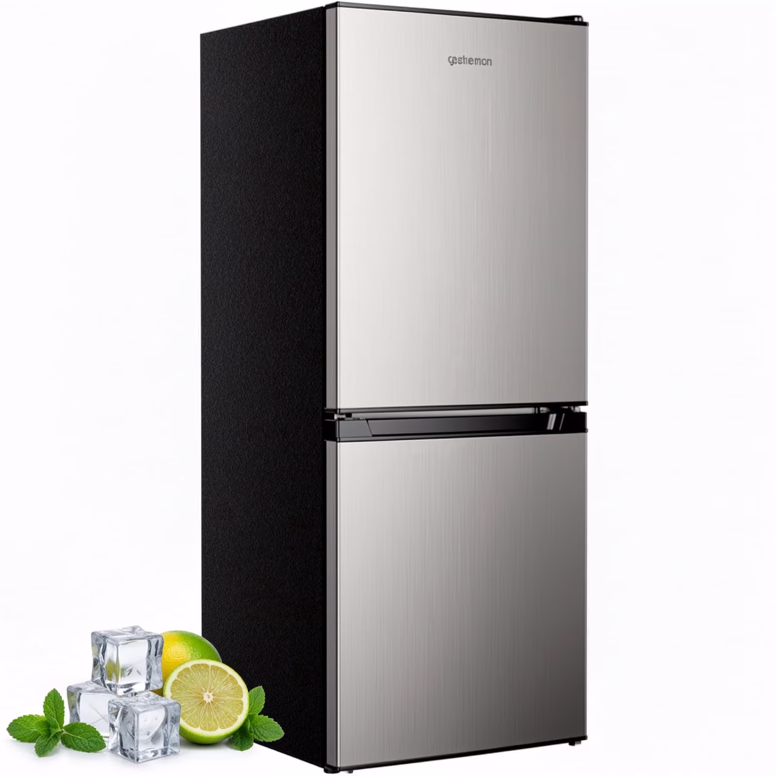 Upstreman 4.0 Cu.ft Mini Fridge with Freezer, 2 Door Compact Fridge Samll Bottom Freezer Refrigerators with 5 Settings Temperature, BM40 Stainless - Thumbnail 1