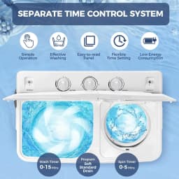 Veeboto Portable Washing Machine, 30LBS Twin Tub Mini Compact Laundry 19lbs Washer/11lbs Spinner with Drain Pump & Time Control Washer Spinner Combo - Thumbnail 2