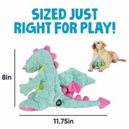 goDog Dragons Extra Soft Plush Toy for Dogs with Chew Guard Technology for Stronger & Longer Play, Soft & Durable with Built-In Squeaker, Seafoam - Thumbnail 3