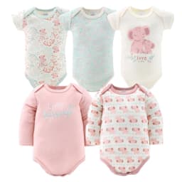 The Peanutshell Baby Girl Pink Floral Elephant Cotton Layette Gift Set, Baby Clothes Essentials, 30-Piece - Thumbnail 6