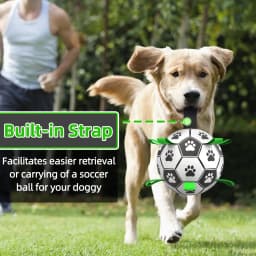 QDAN Durable Dog Toys Soccer Ball with Nylon Straps Hand Pump for Puppies Medium Large Dogs, 6-inch - Thumbnail 4