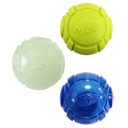 Nerf Dog Launcher Ball 3-Pack with 1 Solid Tuff, 1 Glow Ball & 1 LED Ball, 2.5 inch - Thumbnail 1