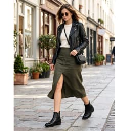 Ecetana Women's Ankle Boots Low Heel Round Toe Chunky Short Booties with Side Zipper - Thumbnail 2