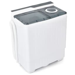 Gymax Portable Semi-automatic Washing Machine 26 lbs Twin Tub Laundry Washer Grey - Thumbnail 1
