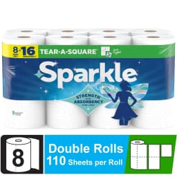 Sparkle Tear-A-Square Paper Towels, 8 Double Rolls, 110 Sheets per Roll - Thumbnail 1