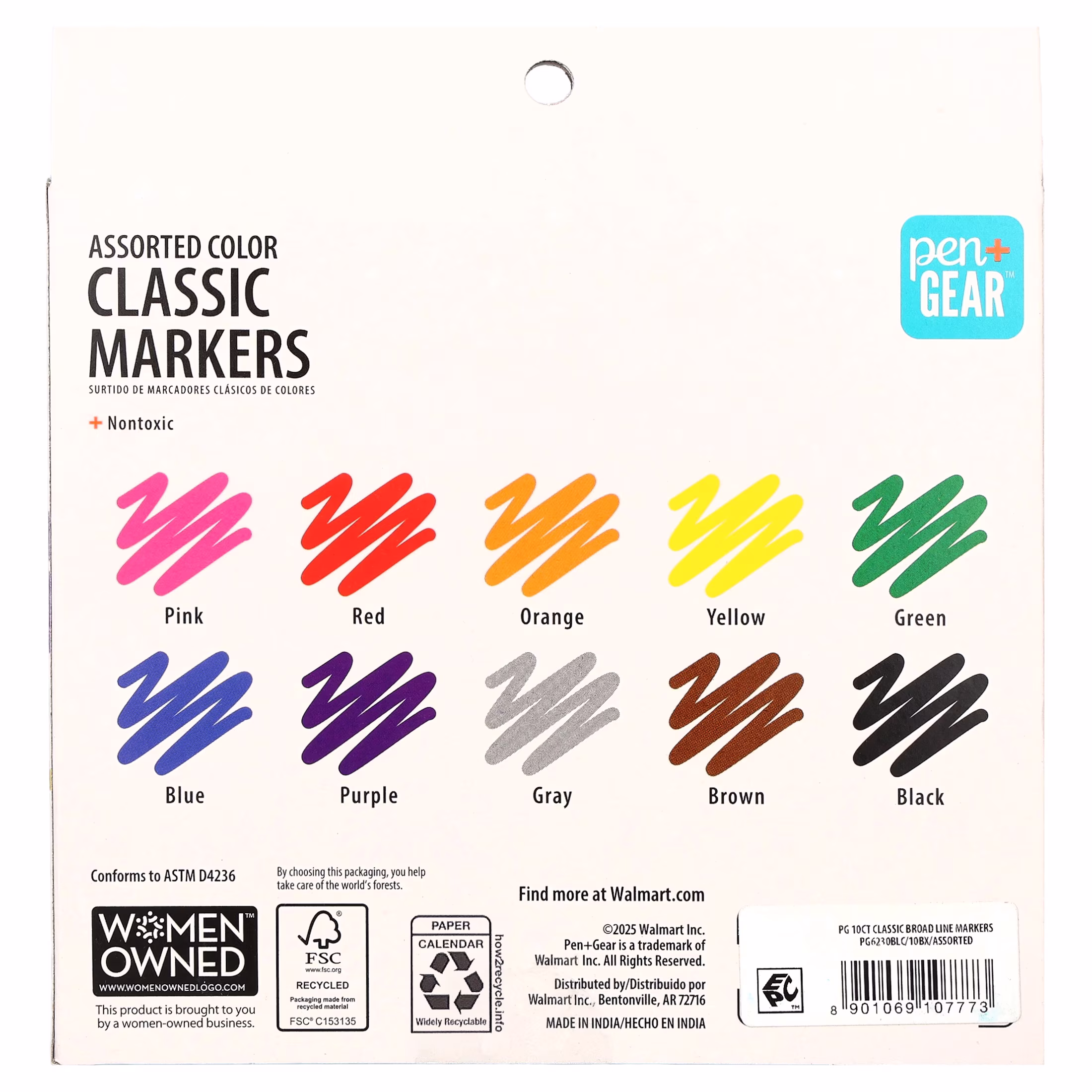 Pen+Gear Classic Markers, Broad Line, Assorted Colors, 10 Count - Thumbnail 4