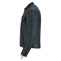 Chaqueta de Cuero para Motocicleta de Hombre, Desgastada, con Cierre, Chaquetas de Protección para Motocicleta, Negro Natural - Thumbnail 7