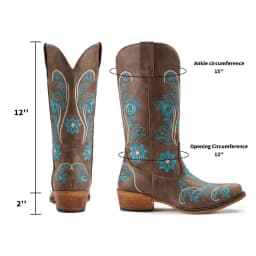 IUV Mid-Calf Cowgirl Boots Cowboy Western Pull-On Tabs Pointy Toe Boot,Sizes 5-11 - Thumbnail 6