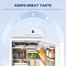 HOMCOM 4.5 Cu Ft Mini Fridge with Freezer, Wheels, Adjustable Thermostat, Single Door Compact Refrigerator for Bedroom, Dorm, Home Office, White - Thumbnail 5