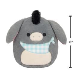Squishmallows FuzzAMallow Official 8 inch Jason the Grey Donkey With Plaid Bandana - Child's Ultra Soft Plush Toy - Thumbnail 2