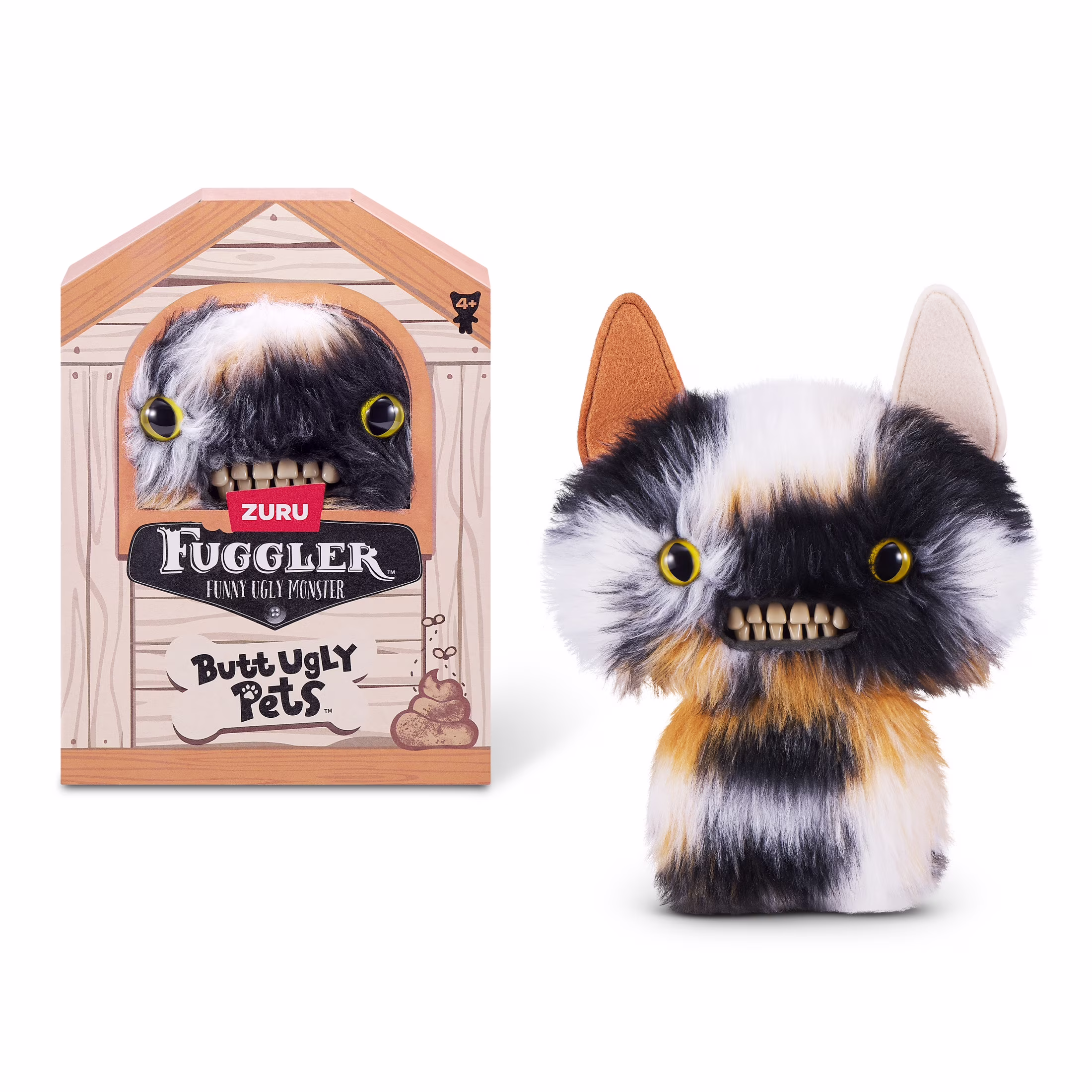 Fuggler Butt Ugly Pets 9 inch (Cheezee - Calico Cat), Ugly Monster Stuffed Animal Toy by ZURU - Thumbnail 1