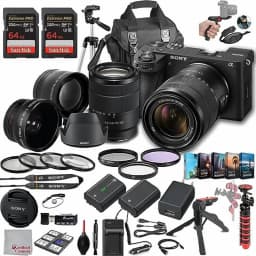Sony a6700 Mirrorless Camera with 18-135mm Lens, 128GB Extreem Speed Memory,.43 Wide Angle & 2X Lenses, Case,Tripod, Filters, Hood, Grip,Spare - Thumbnail 1