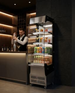 Upstreman Commercial Display Refrigerator, 7.8 Cu.Ft/ 220L Cake Display Case Fridge Open Merchandiser Beverage Cooler with LED Lighting and Wheels - Thumbnail 3