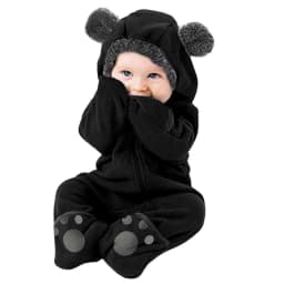 Lojoutye 2025 Baby Girl Snap Up Romper Baby Boy Bear Ears Footed Summer Clothes for Hooded Romper Jumpsuit Baby Boy Summer Clothes Coat - Thumbnail 2