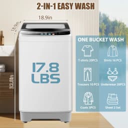 Adnoom Portable Washing Machine, 17.8 lbs Fully Automatic Compact Washer, 10 Wash Programs, Washer and Spin Dryer Combo with Dump Pump, Ideal - Thumbnail 4