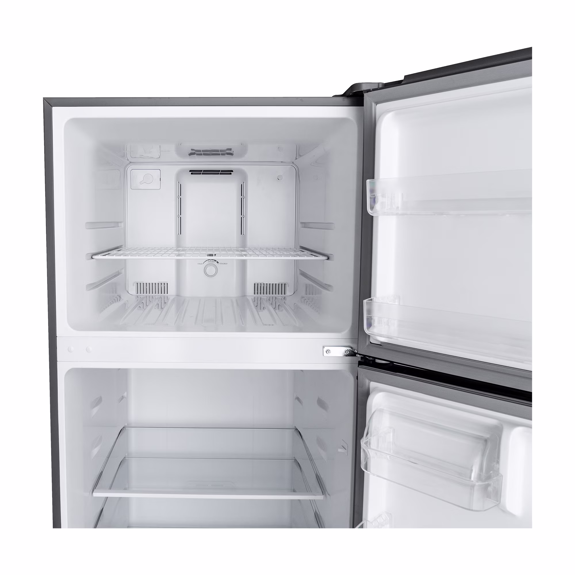 Magic Chef 17.6 Cu Ft Top-Mount Refrigerator in Platinum Steel - Thumbnail 8