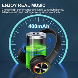 Led Lights Bluetooth 5.3 Wireless Headphones 3 Eq Modes Built-In Hd Mic Phone - Thumbnail 5
