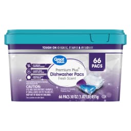 Great Value Premium Plus Dishwasher Pacs, Fresh Scent, 66 Count - Thumbnail 10