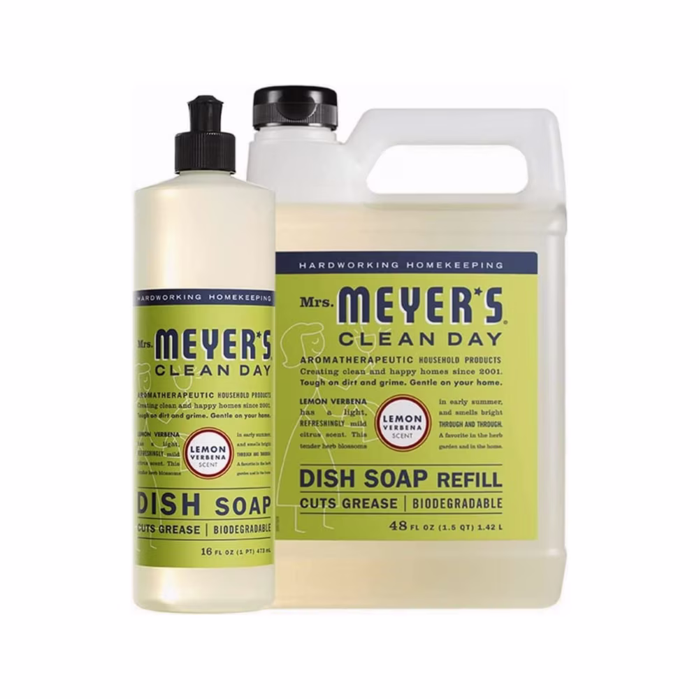 Mrs. Meyer's Dish Soap Variety, 1 Dish Soap, 1 Dish Soap Refill, Lemon Verbena, 1 CT Variety Pack - Thumbnail 1