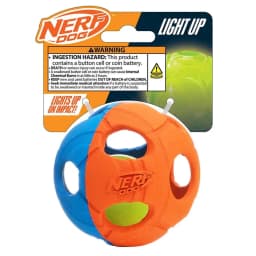 Nerf Dog LED Light Up Squeak Bash Ball Dog Toy, Blue/Orange, 3.5 inch - Thumbnail 1