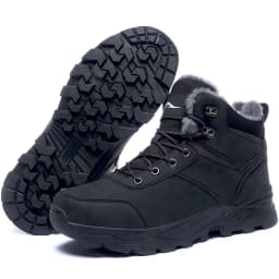 MeMoride Mens Snow Boots Waterproof Warm Faux Fur Lined Ankle Booties Non-slip Winter Hiking Boots for Men - Thumbnail 1