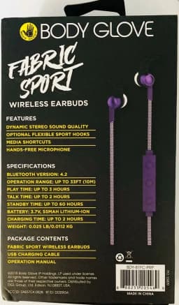 RHEA- Body Glove Fabric Sport Purp Bluetooth Earbuds - Thumbnail 2