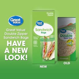 Great Value Double Zipper Sandwich Bags - 100 Count, Fresh Seal for Snacks and Sandwiches - Thumbnail 2