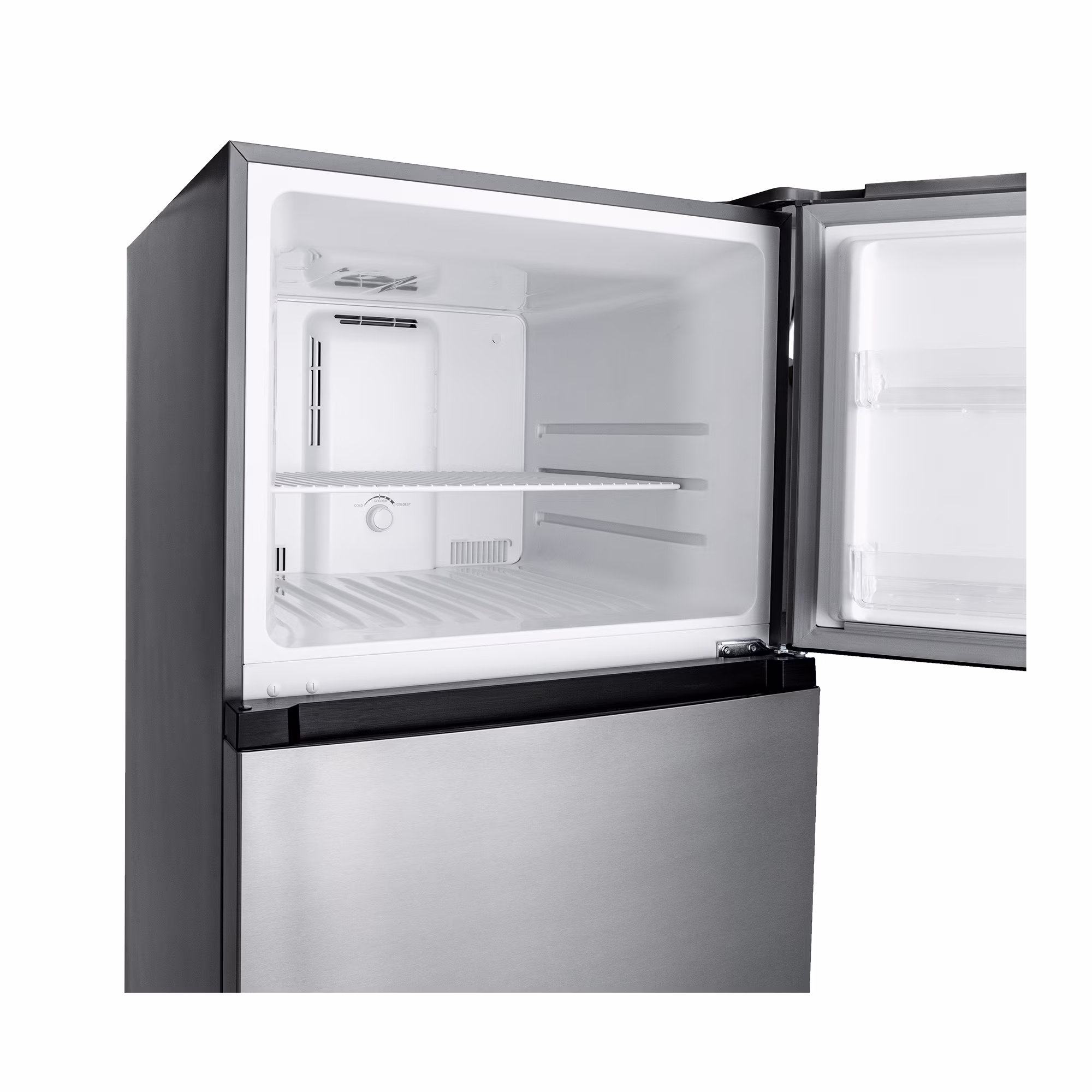 Magic Chef 17.6 Cu Ft Top-Mount Refrigerator in Platinum Steel - Thumbnail 9