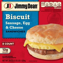 Jimmy Dean Frozen Breakfast Sandwich, Sausage Egg & Cheese Biscuit, 8 Count - Thumbnail 12