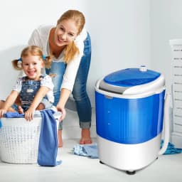 Costway 5.5lbs Portable Mini Compact Washing Machine Electric Laundry Spin Washer Dryer Blue - Thumbnail 2