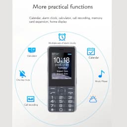 Unlocked 2G Basic Cell Phone T618, Dual SIM, Large Buttons & 2.4-inch Screen, SOS Emergency Call, Black Gray - Thumbnail 6