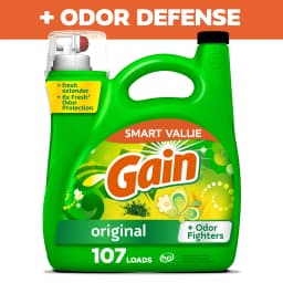Gain Laundry Detergent Liquid with Odor Fighters, Original Scent, 154 fl oz, 107 Loads - Thumbnail 1