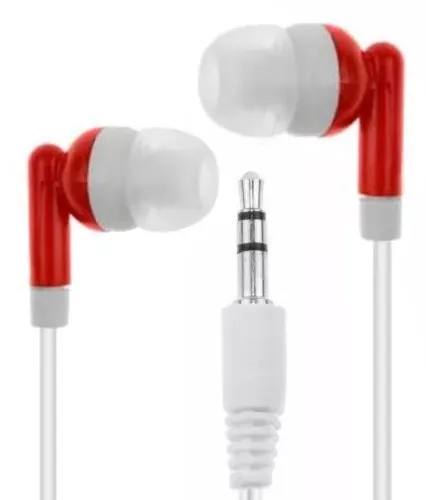 RHEA- Bulk Lot Of 25 Red/White 3.5Mm Headphones / Earbuds / Great For Kids / Schools - Thumbnail 1