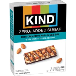 KIND ZERO Added Sugar Bars, Keto Friendly Snacks, Dark Chocolate Nuts and Sea Salt, 6.2oz Box 10 Count - Thumbnail 9